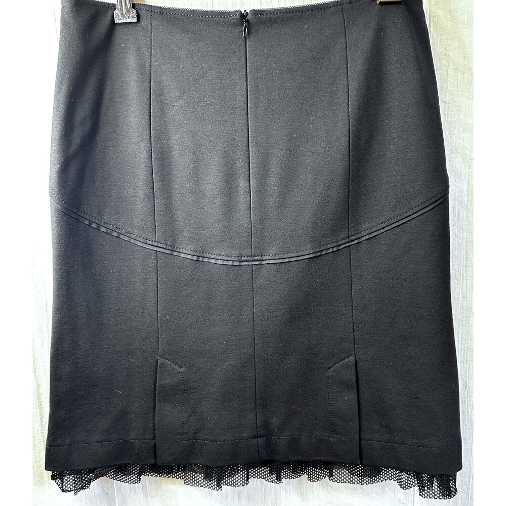 Apriori by Escada Black Stretch Tulle Hem Knee Length Pencil Skirt Sz 8 - Picture 4 of 14
